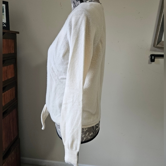 Project Ivory Cashmere Tie Front Sweater S NWOT - Picture 4 of 8